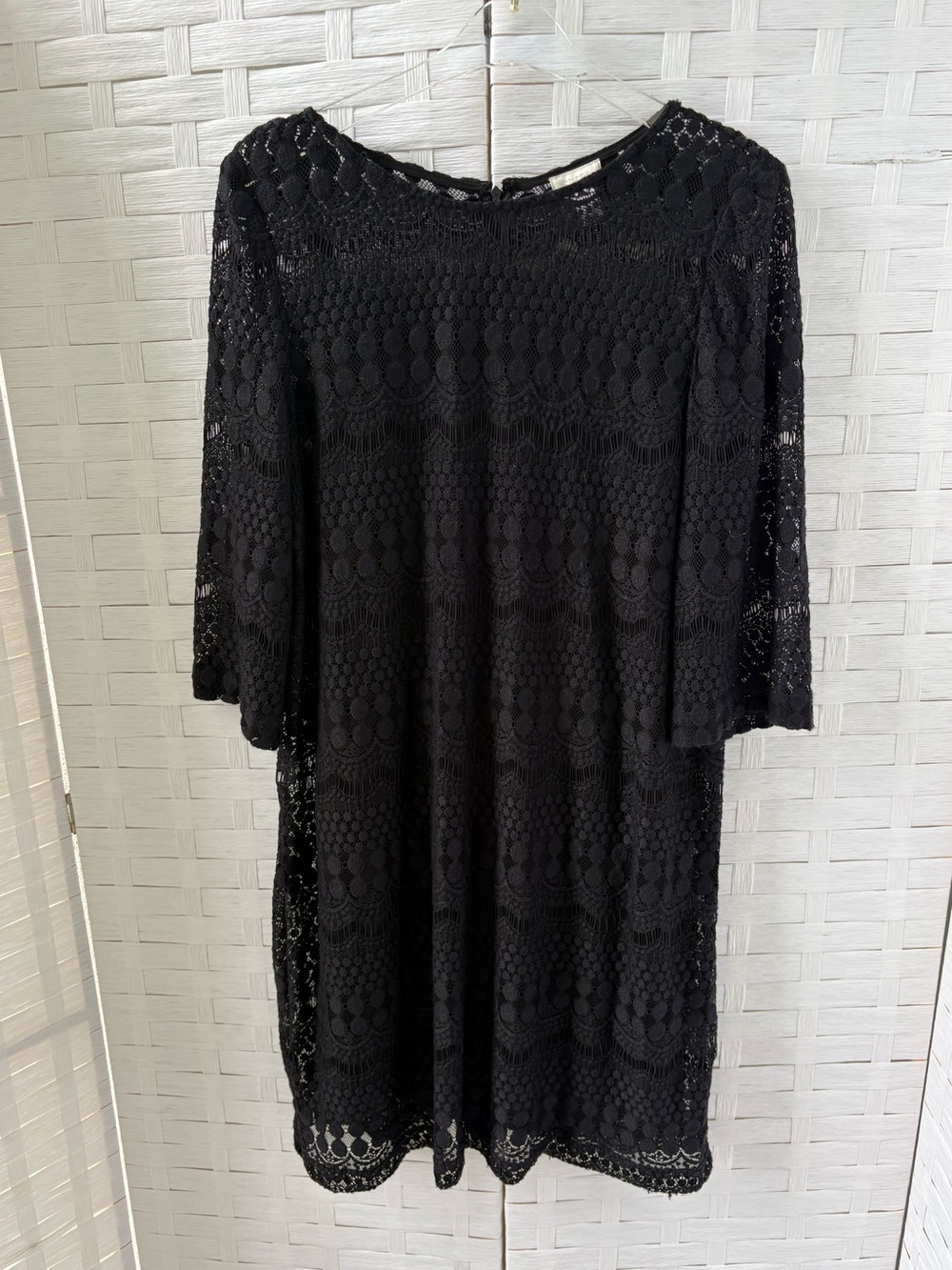 Chico's Size 16 Black Lace Midi Shift Dress Lined Classic Dark Romantic Witchy